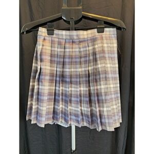 Purple Pleated Plaid Mini Skirt Medium Urban Coco